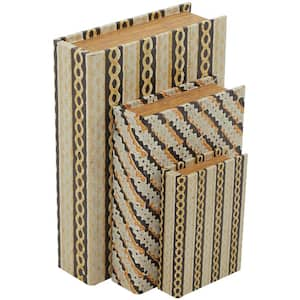 Rectangle Faux Leather Faux Book Box with Varying Patterns (Set of 3)