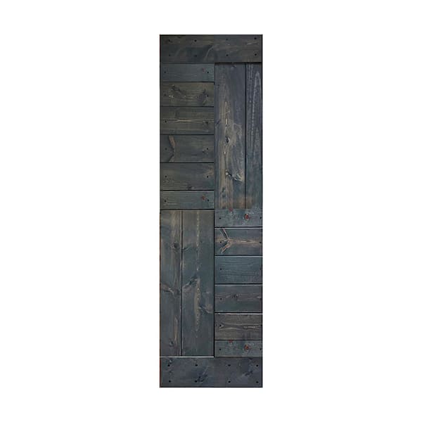 ISLIFE S Series 24 in. x 84 in. Carbon Gray Finished DIY Solid Wood Sliding Barn Door Slab - Hardware Kit Not Included