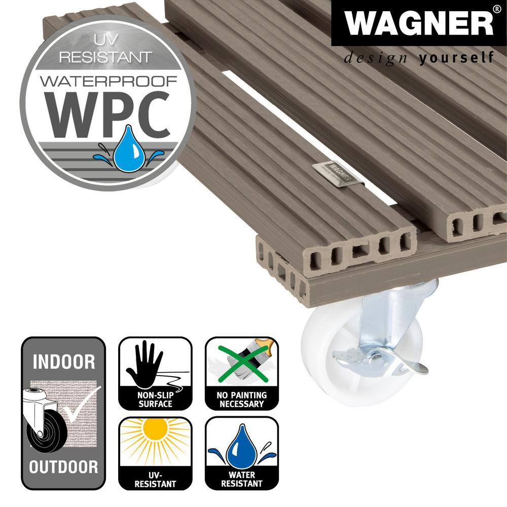 Taupe 15.4" Square Wood Plastic Composite Plant Caddy