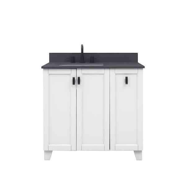 Home Decorators Collection Jackson 37 in. Single Sink White Bath Vanity with Gray Quartz Top (Assembled)