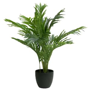 24 in. Artificial Palm Tree in a Small Black Planter