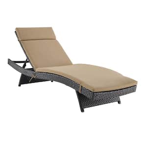 Biscayne 1-Piece Wicker Outdoor Chaise Lounge with Mocha Cushions