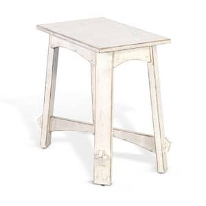 24 in. White Rectangle Wood End Table with X legs