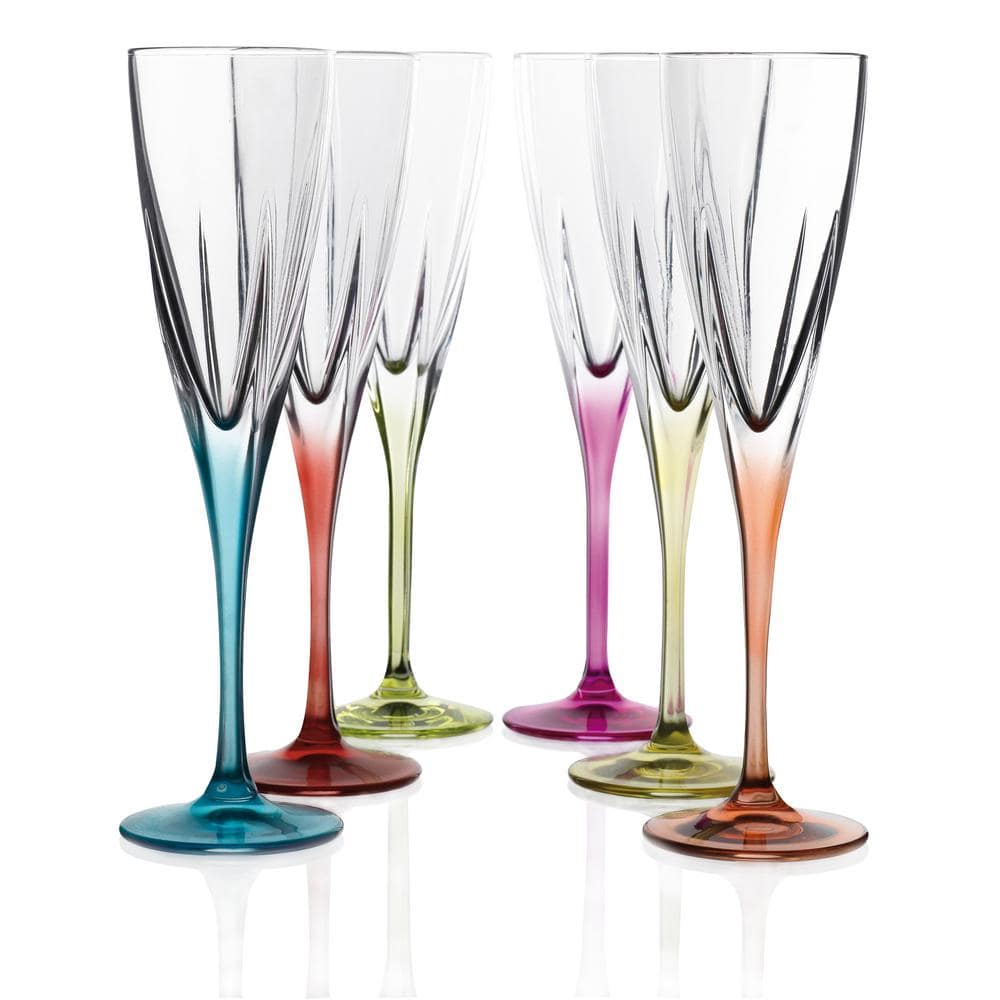Set of 6 Lorren Home Trends RCR Crystal Fusion Collection Champagne Glass 