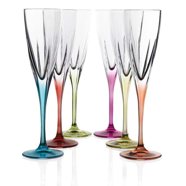 Lorren Home Trends Fusion Crystal Multicolor Champagne Set