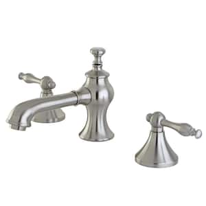 Naples Lever 8 in. Widespread 2-Handle Mid-Arc Bathroom Faucet in Brushed Nickel
