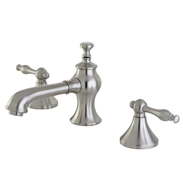 Kingston Brass Naples Lever 8 in. Widespread 2-Handle Mid-Arc Bathroom Faucet in Brushed Nickel