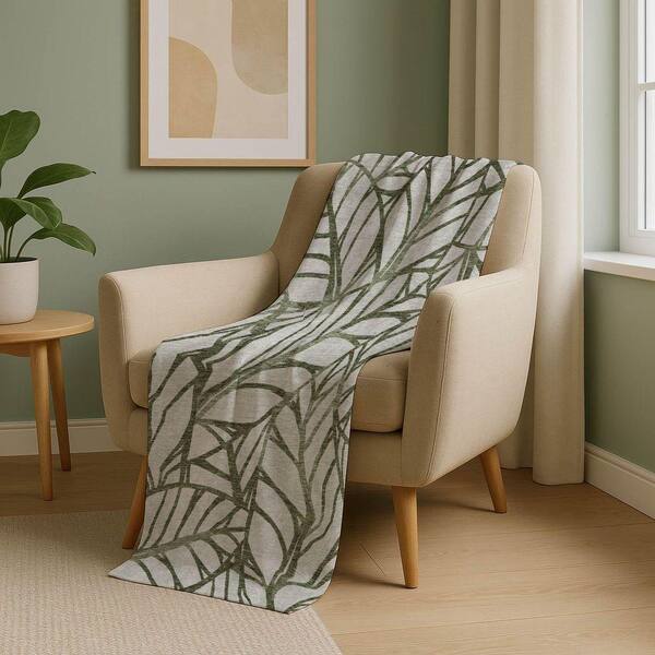 Premium Machine Washable ASB741 Olive 50 in. x 70 in. Sherpa Throw Blanket