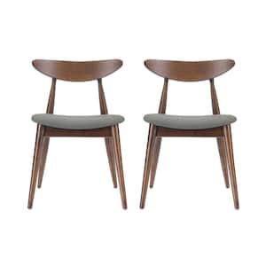 Barron Light Grey and Walnut Upholstered Dining Chairs (Set of 2)