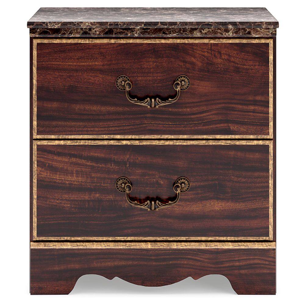 Dark Brown Traditional 2-Drawer Nightstand with USB Port