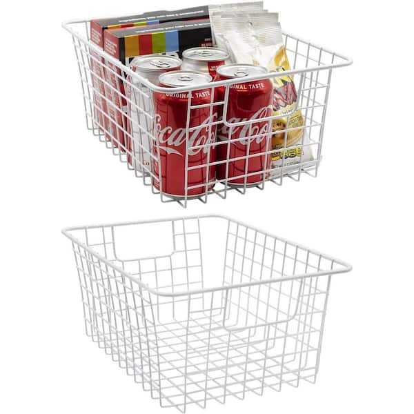 Sorbus 2 Pack White Metal Wire Baskets Storage Bin Organizer
