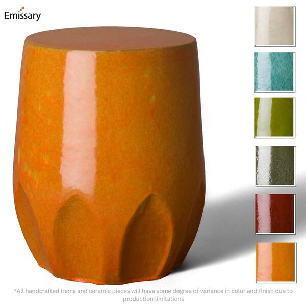 Emissary Calyx 22 in. H Bright Orange Round Ceramic Garden