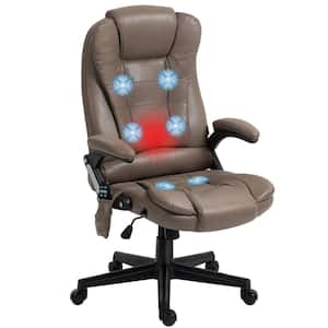 6-Point Polyester Vibrating Massage Office Chair with Lumbar Heat, Dark Red