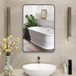 24 in. W x 36 in. H Rectangle Aluminum Alloy Framed Wall Bathroom Vanity Mirror in Black