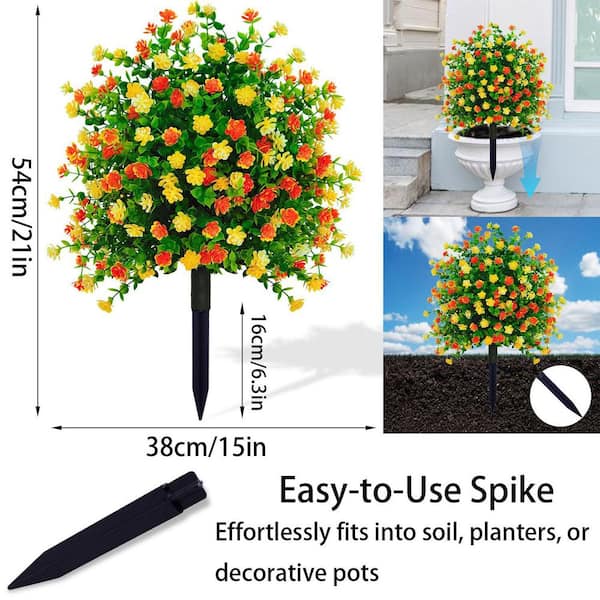 15 in Artificial Boxwood Topiary Tree with Yellow Orange Blossoms