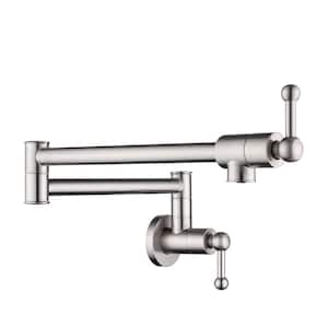 Wall Mount Pot Filler Faucet in Stainless Steel Brushed Nickel