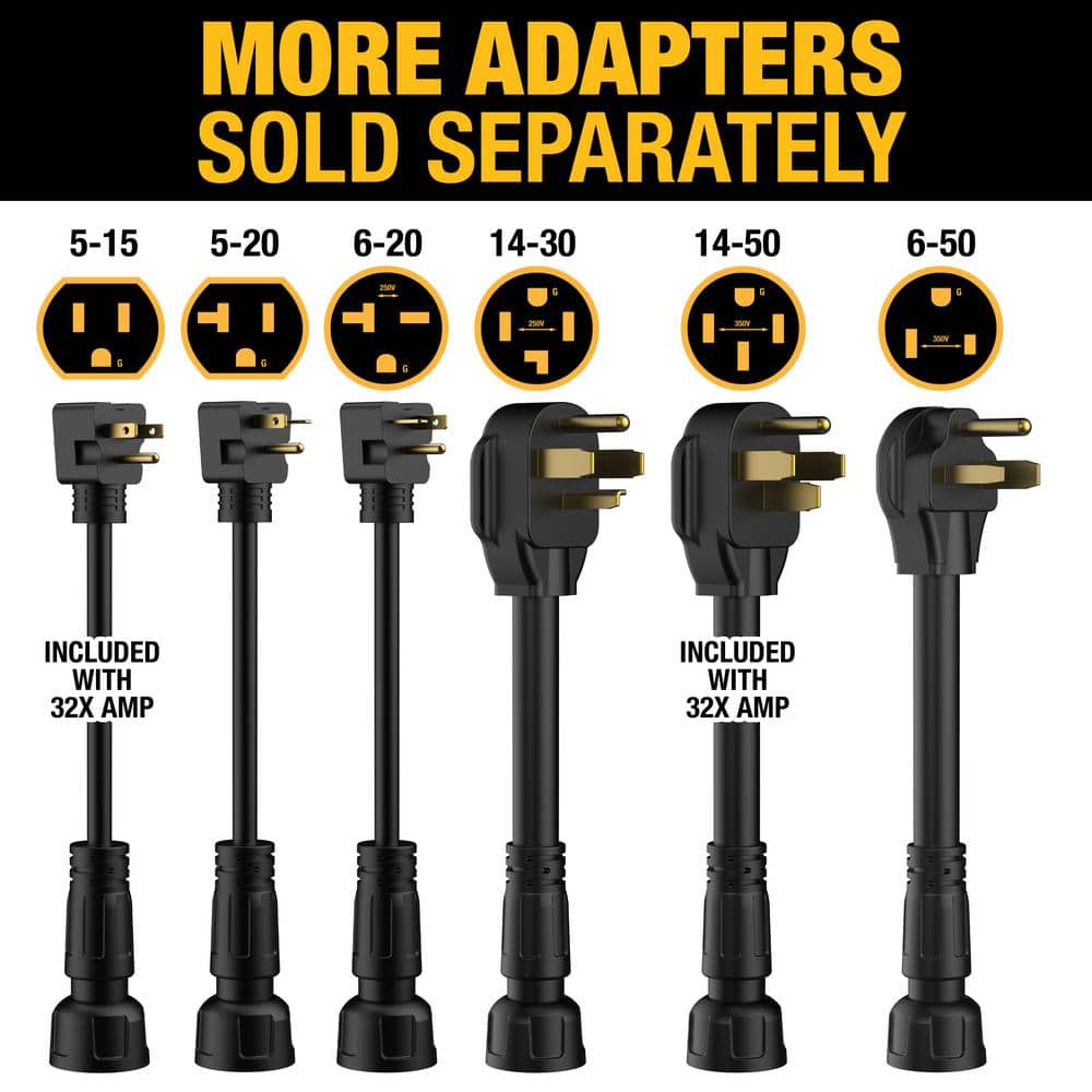 DEWALT Yellow and Black Portable Level 2 Electric Vehicle Charger with 25 ft Cable