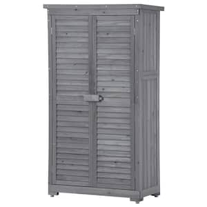 3 ft. W x 1.5 ft. D Gray Wood Shed with Lockable Doors (4.5 sq. ft.)