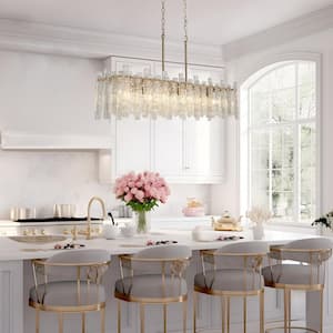 Engaveric 6-light Plating Brass Modern Rectangle Chandelier for Kitchen Island with no bulbs included