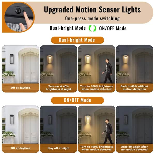 C Cattleya 8 in. Black Motion Sensing Dusk to Dawn Outdoor
