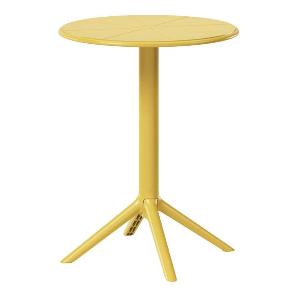 Frond and Form Modern Outdoor 23.5 in. Round Pedestal Base Poly Plastic Patio Bistro Dining Table, Yellow price history on PriceWatchPro