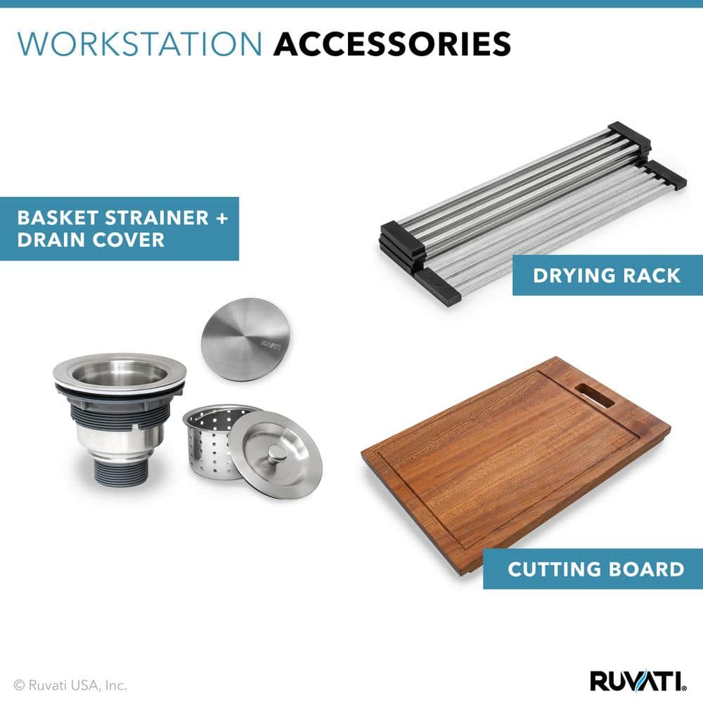 Ruvati 30" Stainless Steel Apron-Front Workstation Sink