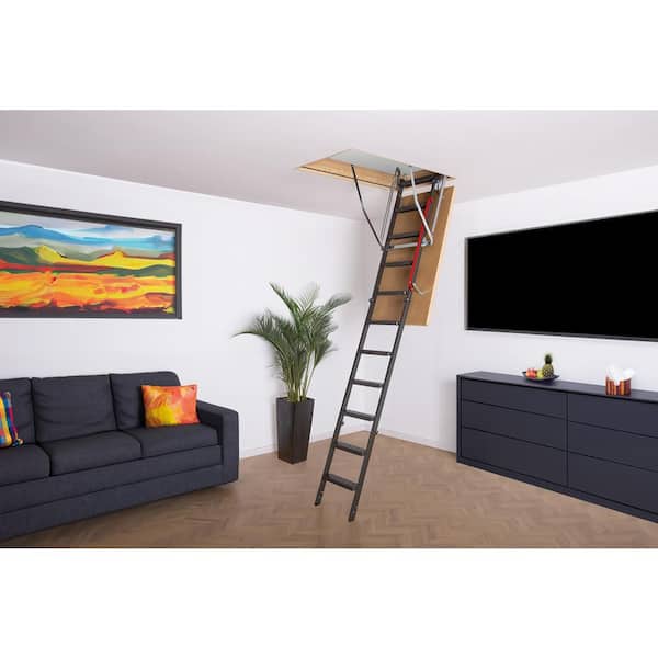 LME 7 ft. 10 in. to 10 ft. 2 in. Insulated Steel Attic Ladder, 30 in. x 54 in. with 400 lb. Maximum Load Capacity