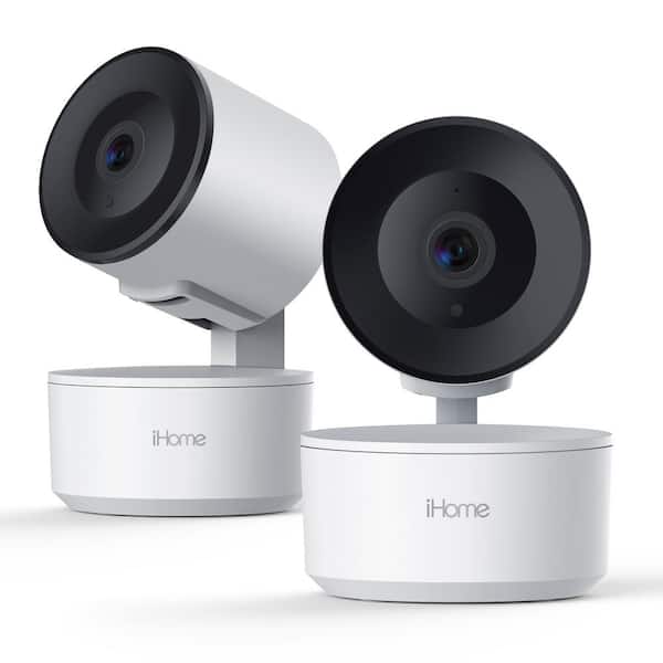iHome Roto Smart Indoor 1080p Wired Wi-Fi Security Camera with Auto-Following, Night Vision, Motion Alerts (2-Pack)