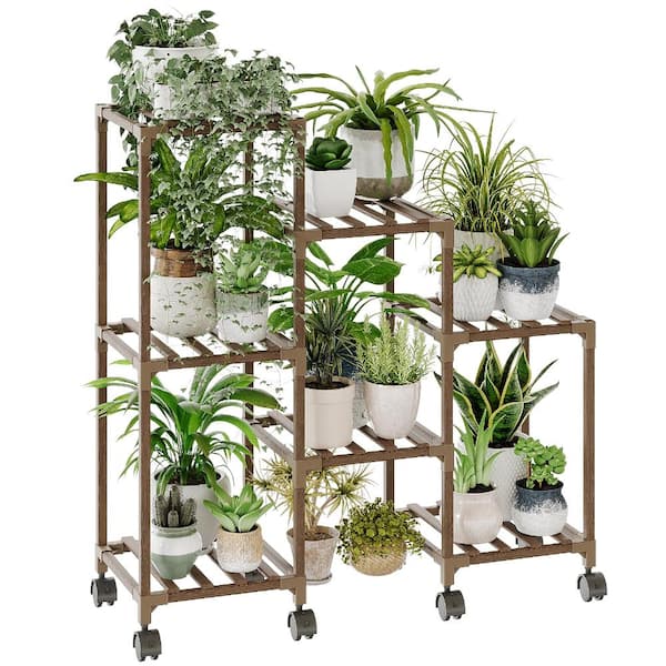32 x 11.8 x 34 in. 3-Tier Plant Stand Indoor Outdoor Wood Plant