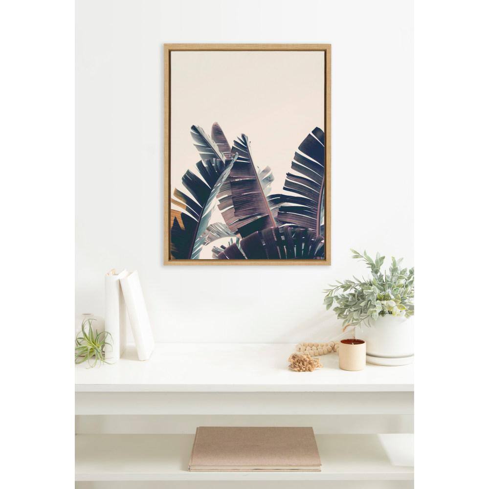 Natural Framed Beach Palm Tree Canvas Wall Art, 18x24