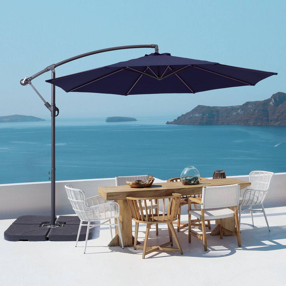 10 ft. Patio Offset Umbrellas 50-Plus UV Protection Cantilever Outside Patio Umbrellas in Navy Blue price history on PriceWatchPro