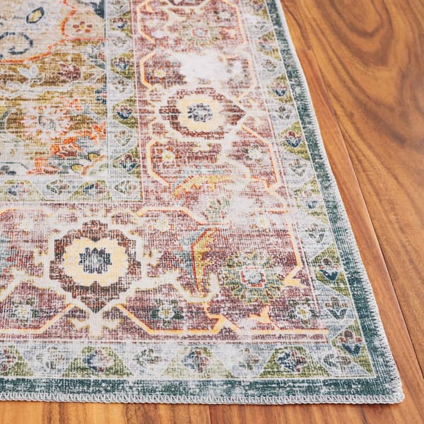 SAFAVIEH Arizona Green/Light Brown 9 ft. x 12 ft. Border Ornate