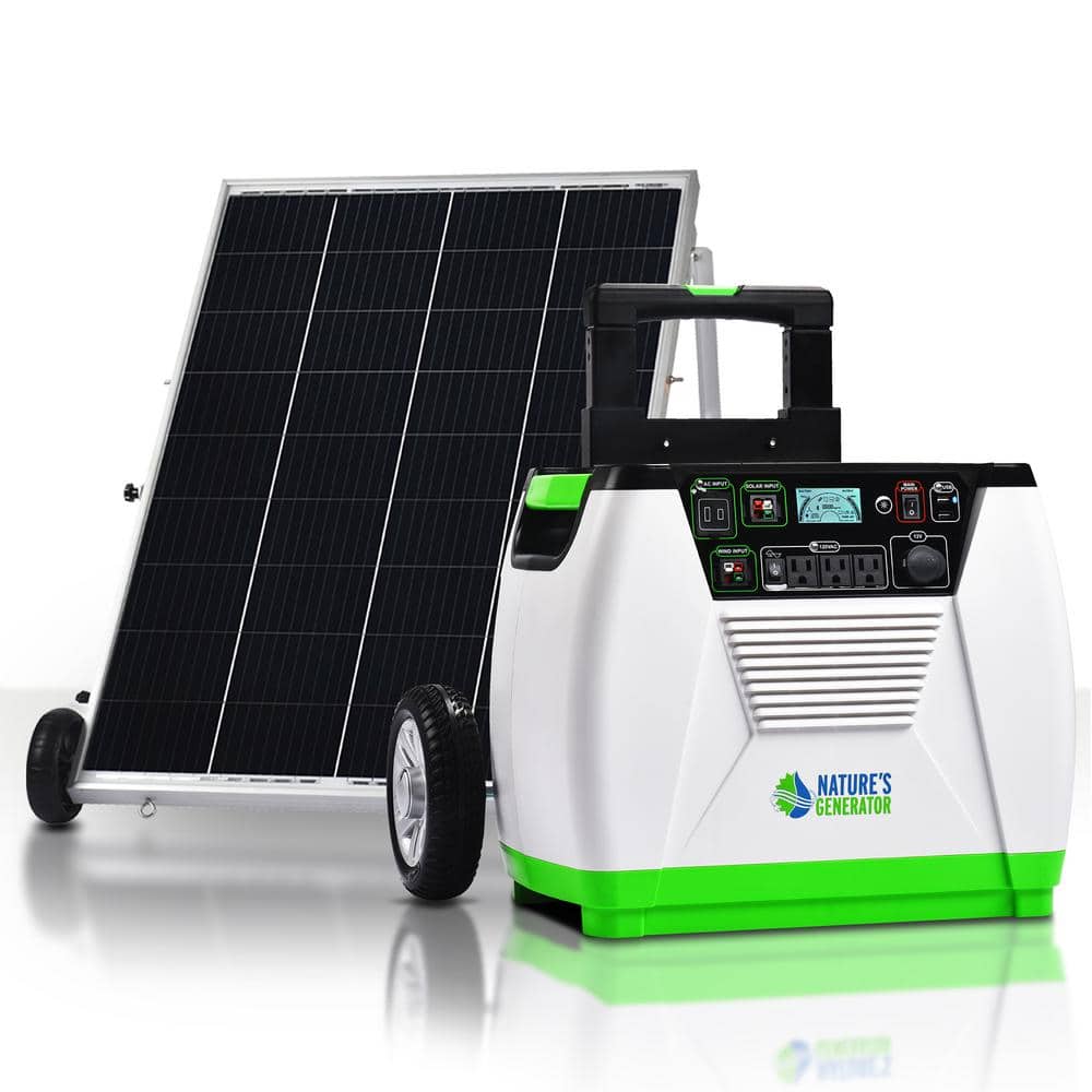 NATURE'S GENERATOR 1800-Watt/2880W Peak Push Button Start Solar Powered  Portable Generator with One 100W Solar Panel GXNGAU - The Home Depot