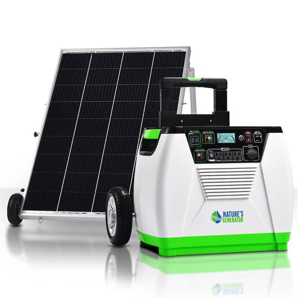NATURE'S GENERATOR 1800-Watt/2880W Peak Push Button Start Solar Powered Portable Generator with One 100W Solar Panel