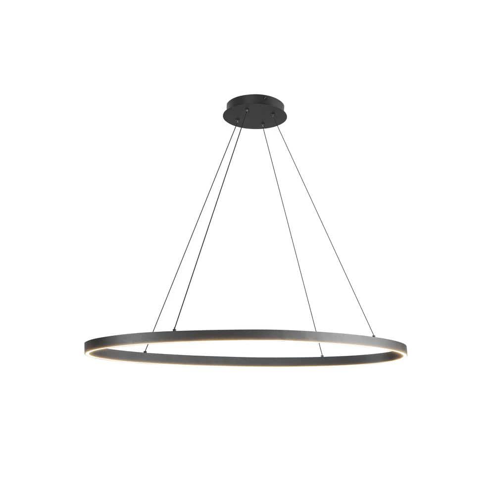 KUZCO Ovale 40 in. 1 Light Black Integrated LED Pendant