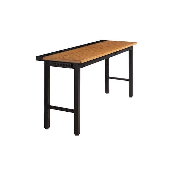 NewAge Products 36 in. H x 24 in. D x 72 in. W Metal Workbench with Bamboo Top and Powerbar