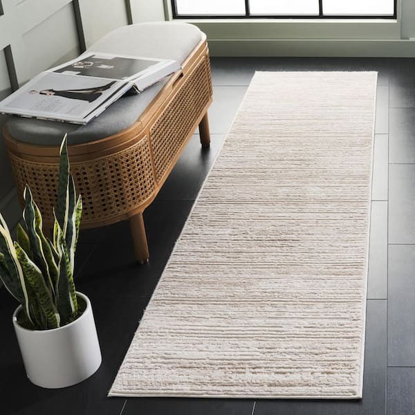 Hanna 2 ft. x 8 ft. Ivory/Beige Distressed Striped Runner Rug