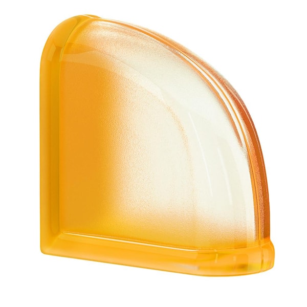 MyMINIGLASS 3 in. Thick Series 6 x 6 x 3 in. Curved End (1-Pack) Apricot Mist Pattern Glass Block (Actual 5.75 x 5.75 x 3.12 in.)