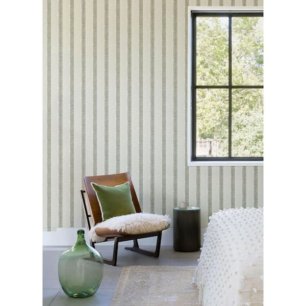 Mandevilla Green Vine Stripe Wallpaper