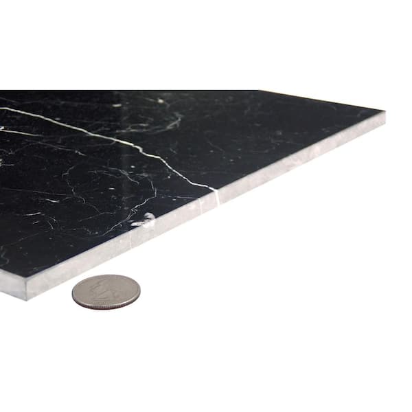 EMSER TILE Marble Mrqb Marquina Black 12 in. x 12 in. Polished