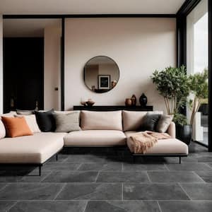Montauk Black 12 in. x 24 in. Honed Gauged Slate Stone Floor and Wall Tile (10 sq. ft./Case)