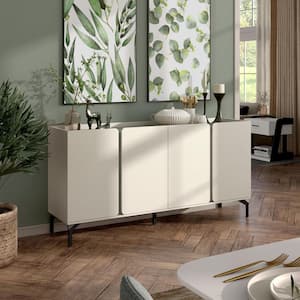 Chandra Cream Weave Composite 60 in. Buffet Sideboard With Adjustable Shelves