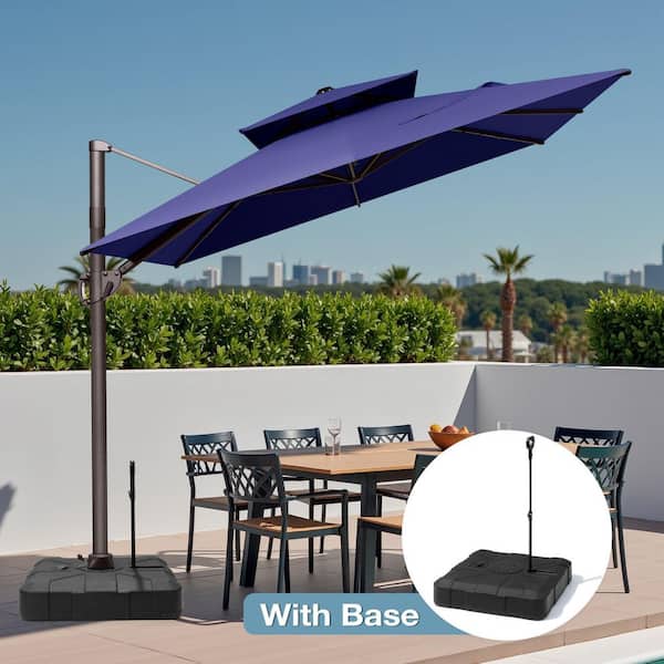 california umbrella navy offset 11-ft patio umbrella with base ELM 10
