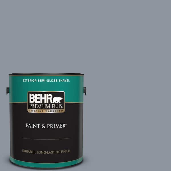 BEHR PREMIUM PLUS 1 gal. #BXC-88 Cool December Semi-Gloss Enamel Exterior Paint & Primer