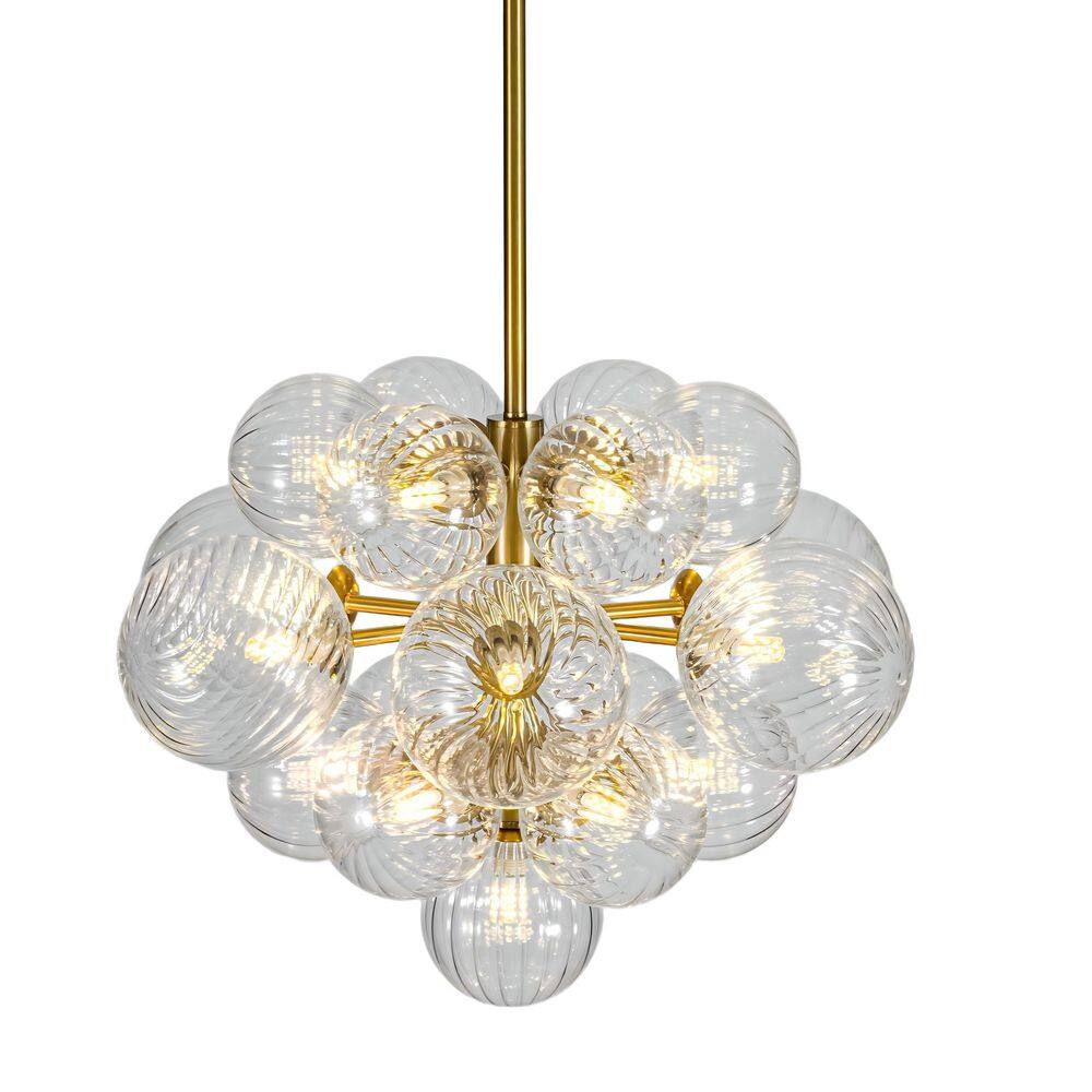 Axten 21.3-in W 19-Light Modern Glam Brass with Clear Textured Glass Shade Chandelier price history on PriceWatchPro