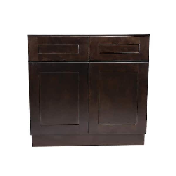Design House Brookings Plywood Ready to Assemble Shaker 36x34.5x24 in. 2-Door 2-Drawer Base Kitchen Cabinet in Espresso