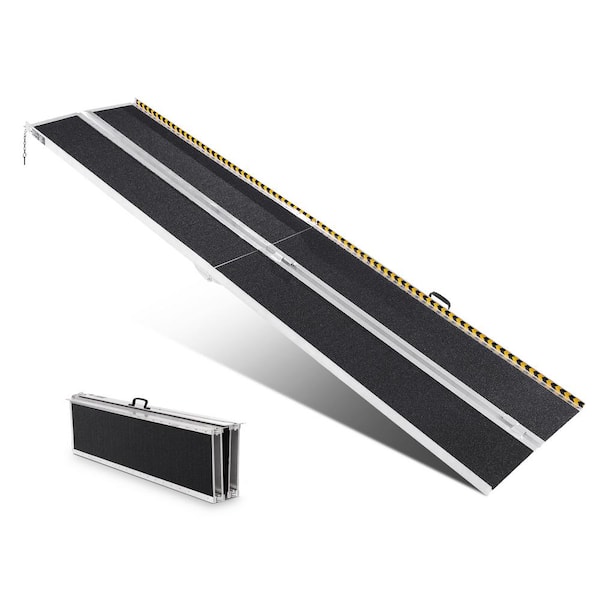 Portable Wheelchair Ramp, 10 ft. 800 lbs. Capacity, Non-Slip Aluminum Folding Threshold Ramp, Foldable Mobility Scooter