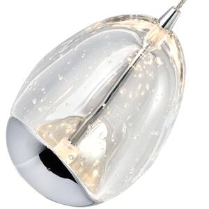 Venezia 3-Light Integrated LED Pendant Lighting Fixture with Clear Glass Globe Shades, Polished Chrome