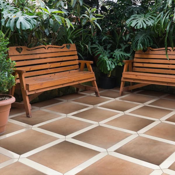 Argile Treillis Ferrara with Bianco Arrow 20-1/2 in. x 20-1/2 in. Porcelain Floor and Wall Tile (3.02 sq. ft./Case)