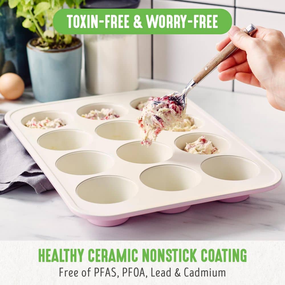 Pink Jumbo Nonstick Ceramic 12-Cup Muffin Pan